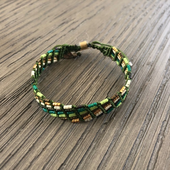 New Auth Chan Luu Teal Mix Seed Bead Pull Tie Brac - Picture 4 of 4